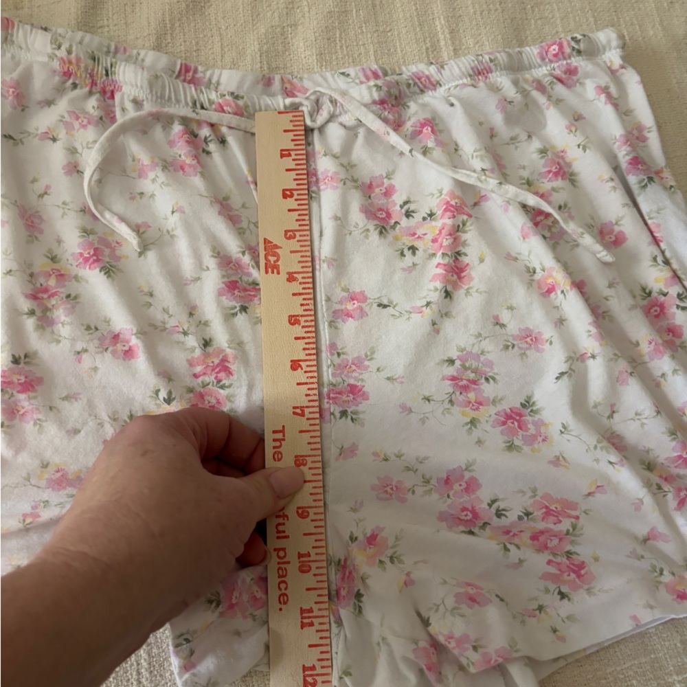 Lauren Ralph Lauren Ivory & Pink Floral Pajama Set Women’s XL Knit Button Up - Picture 8 of 13